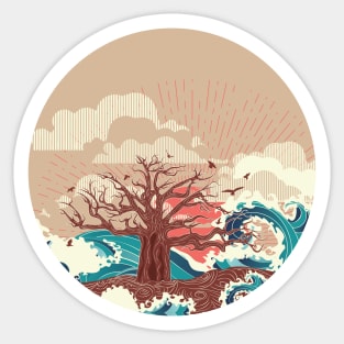 Big tree on island Sticker